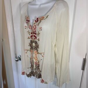 Embroidered Cream Women's Top by J Jill